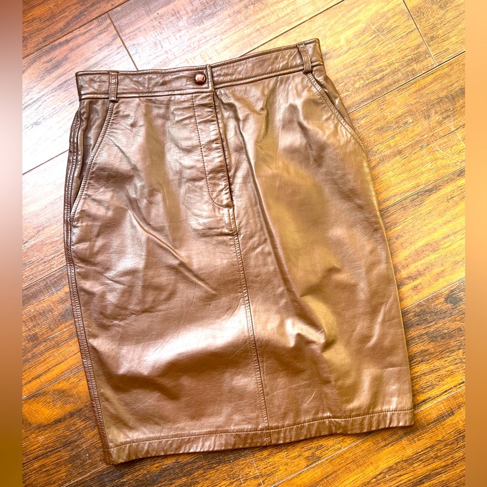 J.H. Collectibles Vintage Cocoa Leather Skirt M